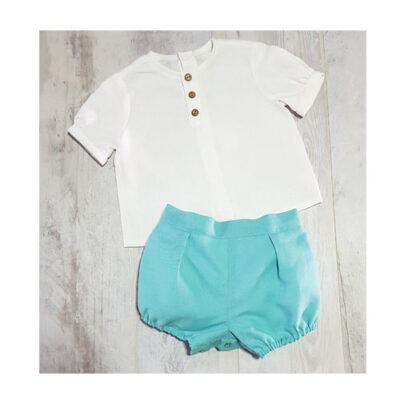 conjunto bebe turquesa lino