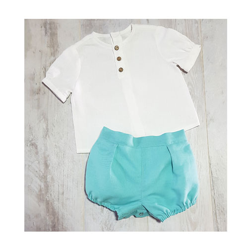 conjunto bebe turquesa lino