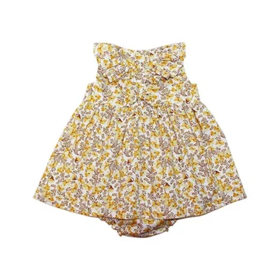 Vestido bebe flores amarillo