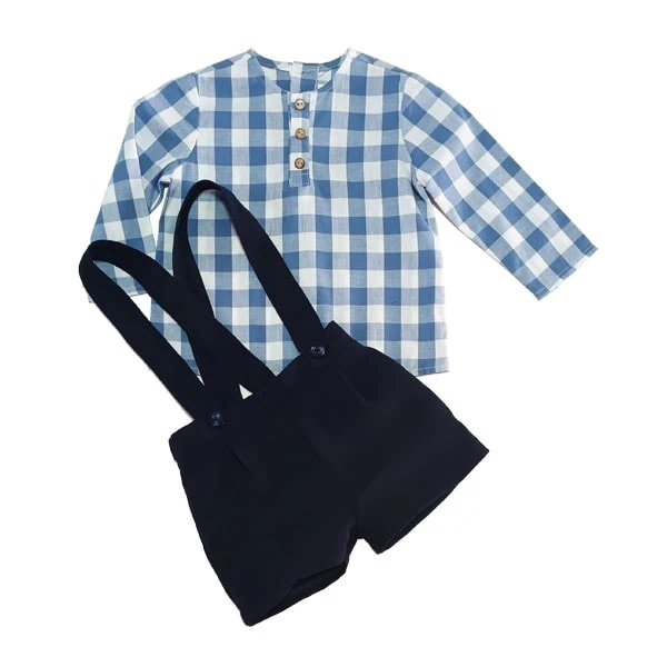 conjunto bebe pantalon corto y blusa vichy