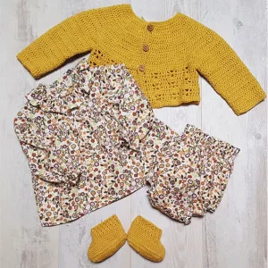 conjunto bebe niña flores marrones