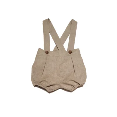 pantalon bebe corto tirantes lino