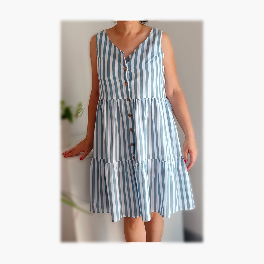 vestido mujer verano volantes rayas mint
