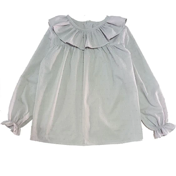 Blusa niña plumeti volante manga larga
