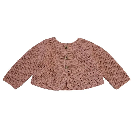 chaqueta rosa palo ganchillo