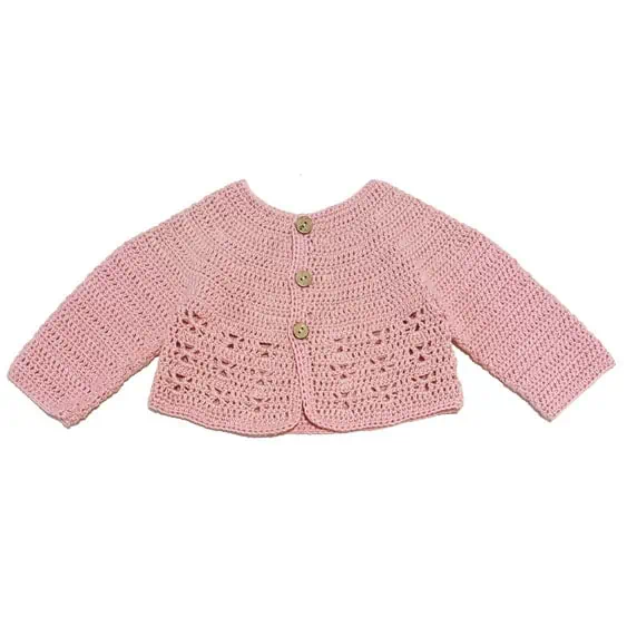 chaqueta bebe rosa ganchillo