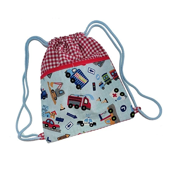 bolsa mochila almuerzo tela roja