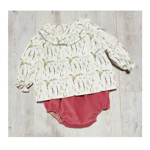 conjunto blusa y cubre bebe espiga