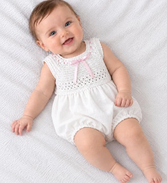 ranita punto bebe blanca lino