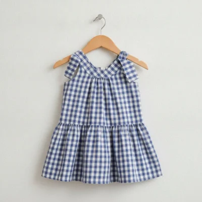 vestido niña vichy azul