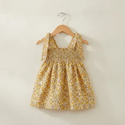vestido gomas flores amarillo