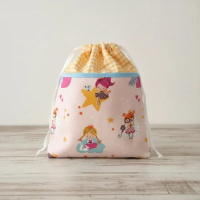 mochila merienda tela princesas