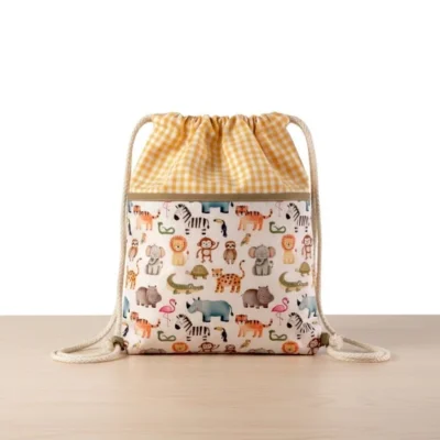 bolsa merienda amarilla animales