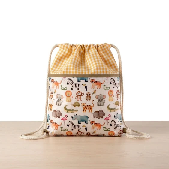 bolsa merienda amarilla animales