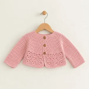 chaqueta bebe rosa ganchillo