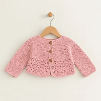 chaqueta bebe rosa ganchillo