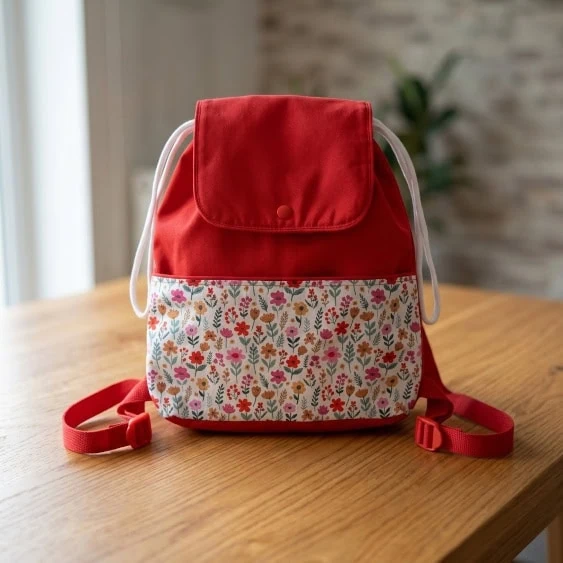 Mochila tela roja infantil
