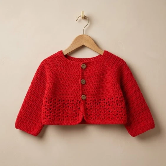 chaqueta punto bebe roja